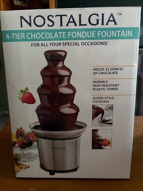 Nostalgia 4-Tier Chocolate Fondue Fountain - Stainless Steel & Teal Accents